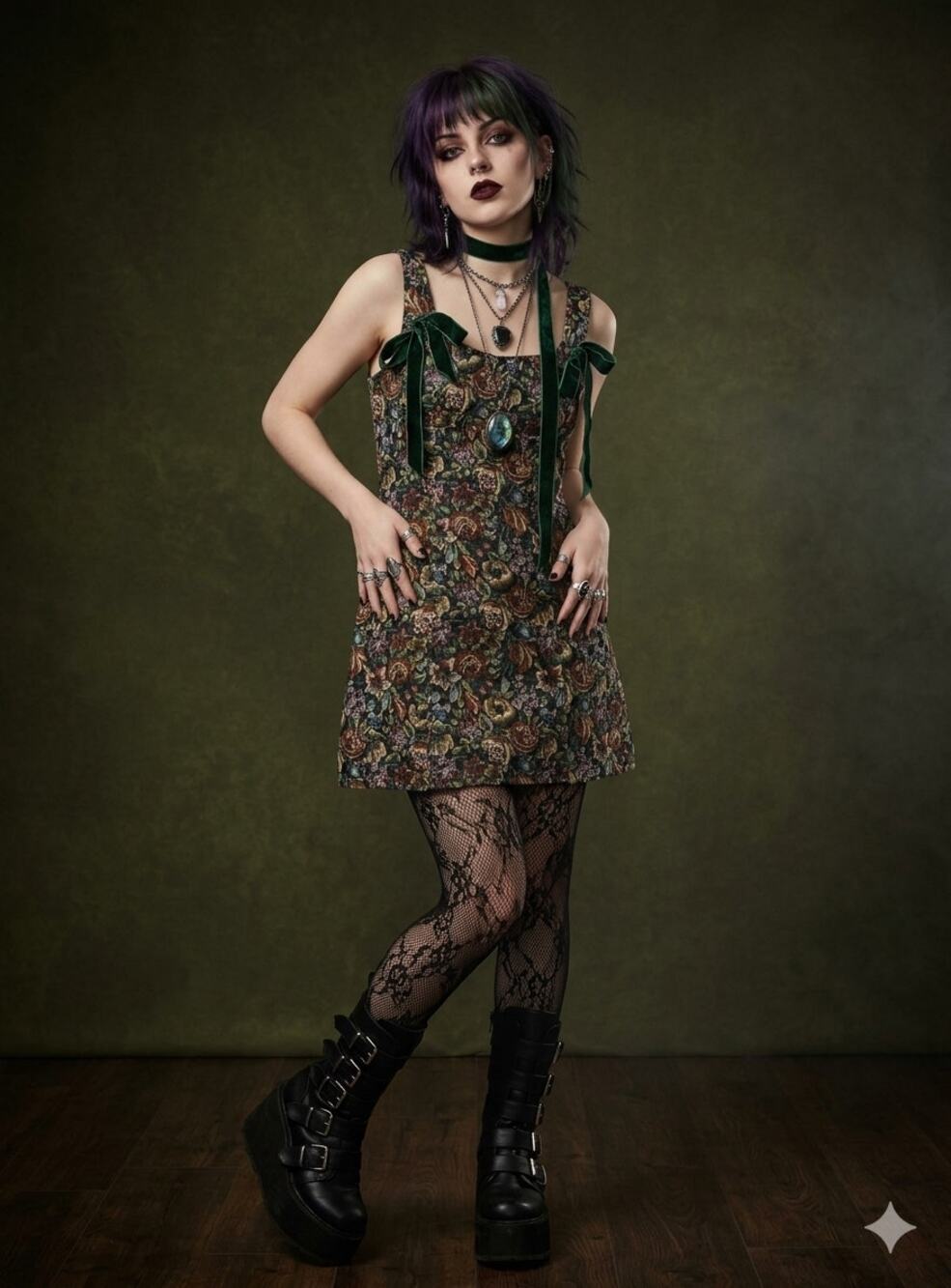 Dolls Kill Current Mood Pixie Stardust Multi Floral Jacquard Mini XL Fairygoth